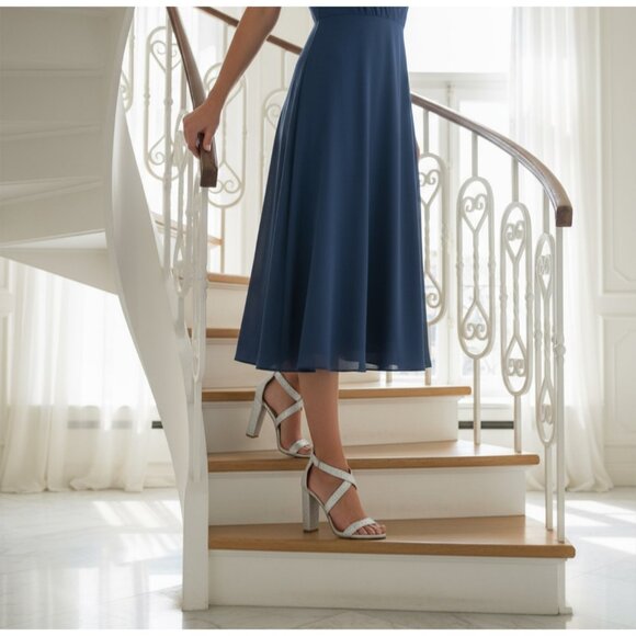 Windsor ✦ There She Glows Rhinestone Block Heels ✦ Silver Almond Toe Size 7 NWT - Picture 6 of 8